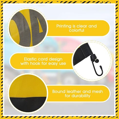 4 قطع من Tranqun لافتات تحميل كبيرة الحجم للشاحنات مقاس 18 × 84 بوصة، لافتة تحميل كبيرة الحجم من شبكة نايلون مع خطافات معدنية وسلك مطاطي لشاحنة المركبات المرافقة، أصفر وأسود in Kuwait