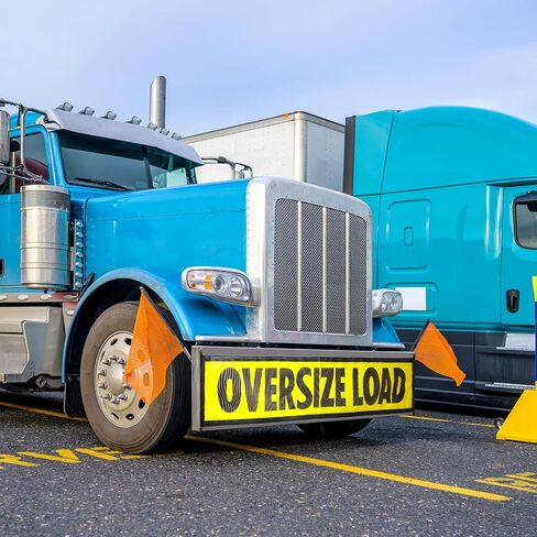 4 قطع من Tranqun لافتات تحميل كبيرة الحجم للشاحنات مقاس 18 × 84 بوصة، لافتة تحميل كبيرة الحجم من شبكة نايلون مع خطافات معدنية وسلك مطاطي لشاحنة المركبات المرافقة، أصفر وأسود in Kuwait