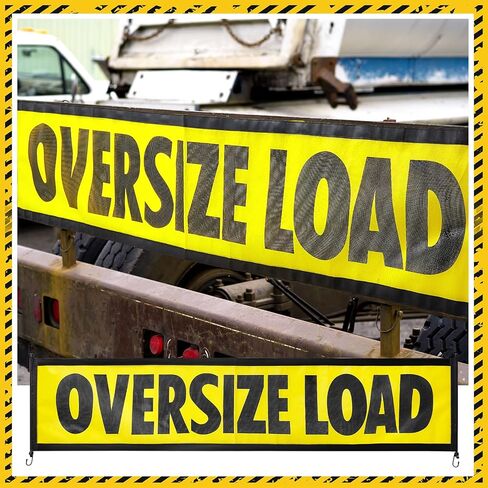 4 قطع من Tranqun لافتات تحميل كبيرة الحجم للشاحنات مقاس 18 × 84 بوصة، لافتة تحميل كبيرة الحجم من شبكة نايلون مع خطافات معدنية وسلك مطاطي لشاحنة المركبات المرافقة، أصفر وأسود in Kuwait