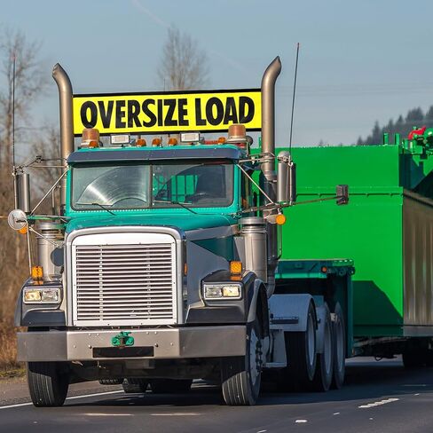 4 قطع من Tranqun لافتات تحميل كبيرة الحجم للشاحنات مقاس 18 × 84 بوصة، لافتة تحميل كبيرة الحجم من شبكة نايلون مع خطافات معدنية وسلك مطاطي لشاحنة المركبات المرافقة، أصفر وأسود in Kuwait