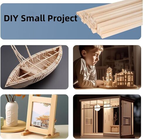 عبوة من 50 قضبان أوتاد مربعة غير مكتملة من الخشب العصي الخشبية مربعة من الخشب الصلب الطبيعي للأعمال اليدوية، مشاريع اصنعها بنفسك ليتم صنفرة وصبغها in Kuwait