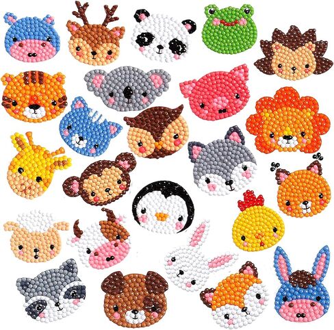 Sinceroduct Diamond Art Kits for Kids - 64 Pcs DIY Animal Gem Art Stickers - Ages 4-12, Perfect for Girls, Boys & Adults - Christmas Gifts in Kuwait