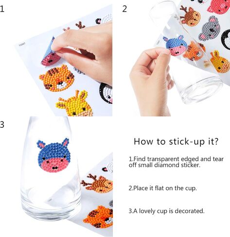 Sinceroduct Diamond Art Kits for Kids - 64 Pcs DIY Animal Gem Art Stickers - Ages 4-12, Perfect for Girls, Boys & Adults - Christmas Gifts in Kuwait