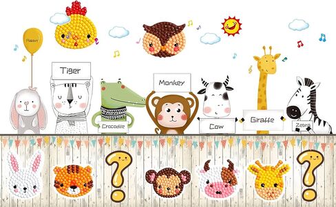 Sinceroduct Diamond Art Kits for Kids - 64 Pcs DIY Animal Gem Art Stickers - Ages 4-12, Perfect for Girls, Boys & Adults - Christmas Gifts in Kuwait