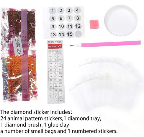 Sinceroduct Diamond Art Kits for Kids - 64 Pcs DIY Animal Gem Art Stickers - Ages 4-12, Perfect for Girls, Boys & Adults - Christmas Gifts in Kuwait