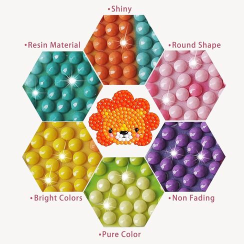 Sinceroduct Diamond Art Kits for Kids - 64 Pcs DIY Animal Gem Art Stickers - Ages 4-12, Perfect for Girls, Boys & Adults - Christmas Gifts in Kuwait