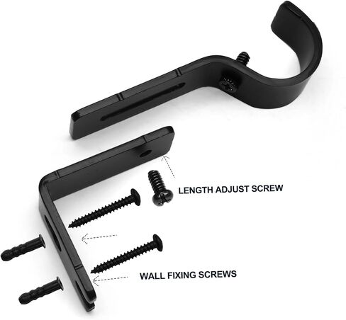 2Pcs Adjustable Curtain Rod Brackets, Metal Curtain Rod Holders Heavy Duty Window Curtain Rod Support Hanger Window Hardware for 1 Inch Rod (Silver) in Saudi Arabia