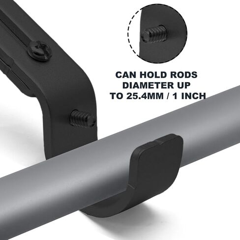 2Pcs Adjustable Curtain Rod Brackets, Metal Curtain Rod Holders Heavy Duty Window Curtain Rod Support Hanger Window Hardware for 1 Inch Rod (Silver) in Saudi Arabia
