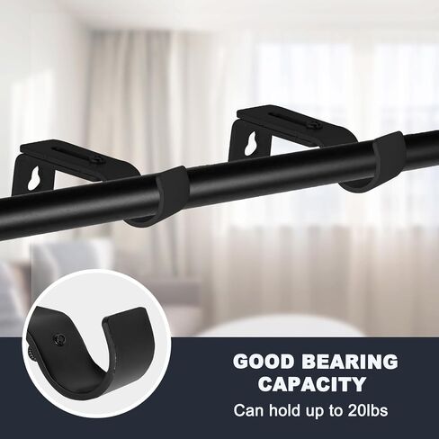 2Pcs Adjustable Curtain Rod Brackets, Metal Curtain Rod Holders Heavy Duty Window Curtain Rod Support Hanger Window Hardware for 1 Inch Rod (Silver) in Saudi Arabia