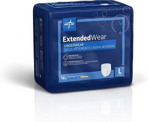 ملابس داخلية واقية من Medline Protection Plus بسعة ممتدة/ملابس داخلية واقية طوال الليل، مقاس كبير، 14 قطعة (عبوة من 4 قطع) in Kuwait
