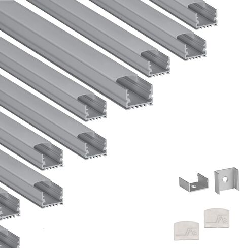 LEDPROFILES 5-pack 8ft (2.4Meter) Spotless LED Aluminum Channel with Frosted Flat Diffuser, End Caps and Mounting Accessories - 961 Series - LED Profile Extrusion Upto 16mm/0.63" wide LED Strip Lights in Saudi Arabia