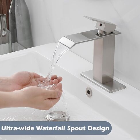 BWE Brushed Gold Bathroom Faucet Waterfall Modern Bathroom Sink Faucet One Hole Single Handle Vanity Faucet Basin Sink Faucet Tap for RV Lavatory in Saudi Arabia