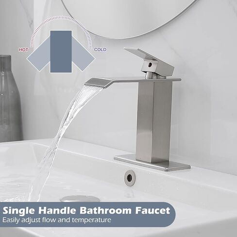 BWE Brushed Gold Bathroom Faucet Waterfall Modern Bathroom Sink Faucet One Hole Single Handle Vanity Faucet Basin Sink Faucet Tap for RV Lavatory in Saudi Arabia