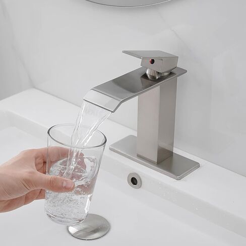 BWE Brushed Gold Bathroom Faucet Waterfall Modern Bathroom Sink Faucet One Hole Single Handle Vanity Faucet Basin Sink Faucet Tap for RV Lavatory in Saudi Arabia