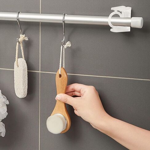 Curtain Rods 4pcs 360° Rotating Ring Curtain Rod Brackets Self Tension Rod Curtain Rod Holders Curtain Pole Wall Brackets Towel Rod Hooks Hangers Hooks in Saudi Arabia