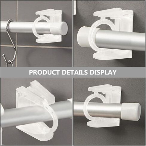 Curtain Rods 4pcs 360° Rotating Ring Curtain Rod Brackets Self Tension Rod Curtain Rod Holders Curtain Pole Wall Brackets Towel Rod Hooks Hangers Hooks in Saudi Arabia