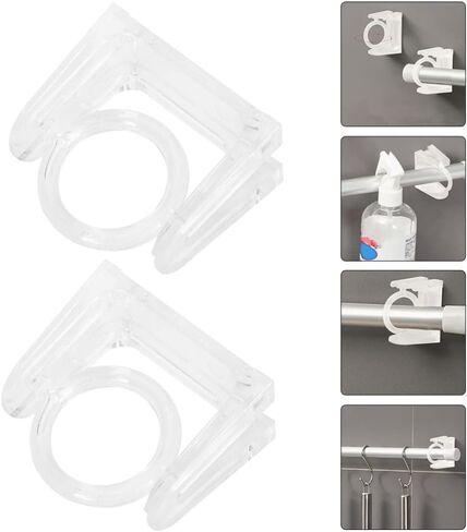Curtain Rods 4pcs 360° Rotating Ring Curtain Rod Brackets Self Tension Rod Curtain Rod Holders Curtain Pole Wall Brackets Towel Rod Hooks Hangers Hooks in Saudi Arabia