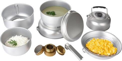 اوتليري مجموعة اواني طهي للتخييم - اواني ومقالي تخييم متينة 6.7 انش للتخييم في الهواء الطلق والمشي لمسافات طويلة والنزهات - معدات طبخ خفيفة الوزن وسهلة التنظيف - ضرورية للتخييم للطبخ على النار in Kuwait