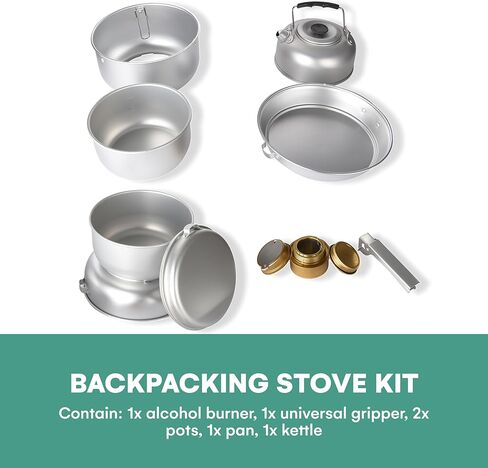 اوتليري مجموعة اواني طهي للتخييم - اواني ومقالي تخييم متينة 6.7 انش للتخييم في الهواء الطلق والمشي لمسافات طويلة والنزهات - معدات طبخ خفيفة الوزن وسهلة التنظيف - ضرورية للتخييم للطبخ على النار in Kuwait