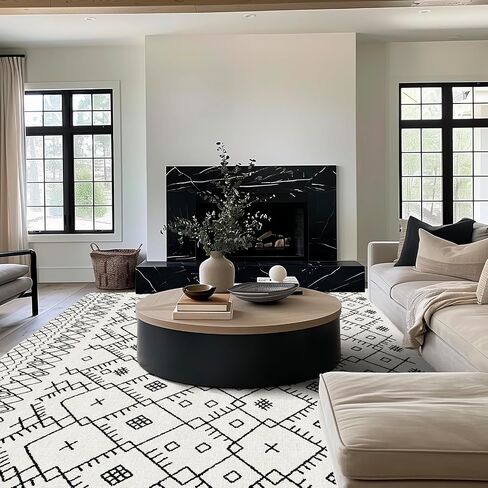 EVERGRACE Moroccan Area Rug 3x5, Soft Fuzzy Boho Faux Wool Rugs Washable Anti Slip Small Carpet Rug for Entryway Bedroom Living Room Hallway Kitchen Dining Room and Laundry Room, Cream in Saudi Arabia