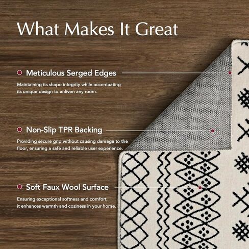 EVERGRACE Moroccan Area Rug 3x5, Soft Fuzzy Boho Faux Wool Rugs Washable Anti Slip Small Carpet Rug for Entryway Bedroom Living Room Hallway Kitchen Dining Room and Laundry Room, Cream in Saudi Arabia