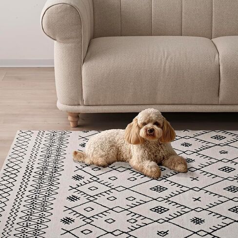 EVERGRACE Moroccan Area Rug 3x5, Soft Fuzzy Boho Faux Wool Rugs Washable Anti Slip Small Carpet Rug for Entryway Bedroom Living Room Hallway Kitchen Dining Room and Laundry Room, Cream in Saudi Arabia