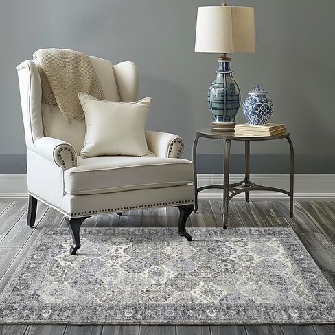 EVERGRACE Moroccan Area Rug 3x5, Soft Fuzzy Boho Faux Wool Rugs Washable Anti Slip Small Carpet Rug for Entryway Bedroom Living Room Hallway Kitchen Dining Room and Laundry Room, Cream in Kuwait