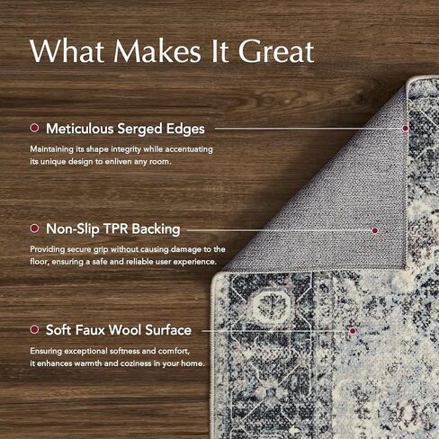 EVERGRACE Moroccan Area Rug 3x5, Soft Fuzzy Boho Faux Wool Rugs Washable Anti Slip Small Carpet Rug for Entryway Bedroom Living Room Hallway Kitchen Dining Room and Laundry Room, Cream in Kuwait