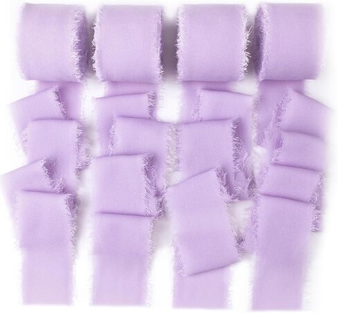 Peach Fringe Chiffon Silk Ribbon 1-1/2 Inch x 40Yd Peachpuff Ribbons Set Handmade Frayed Fabric Ribbon Boho Cloth Ribbon for Wedding Invitation Bridal Bouquet Gift Wrapping DIY Crafts in Kuwait