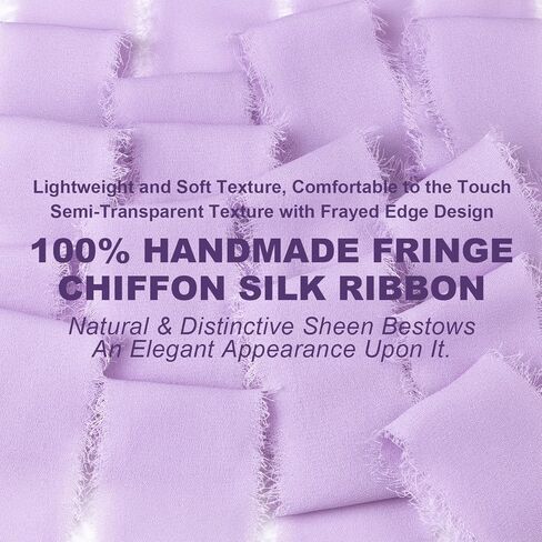 Peach Fringe Chiffon Silk Ribbon 1-1/2 Inch x 40Yd Peachpuff Ribbons Set Handmade Frayed Fabric Ribbon Boho Cloth Ribbon for Wedding Invitation Bridal Bouquet Gift Wrapping DIY Crafts in Kuwait