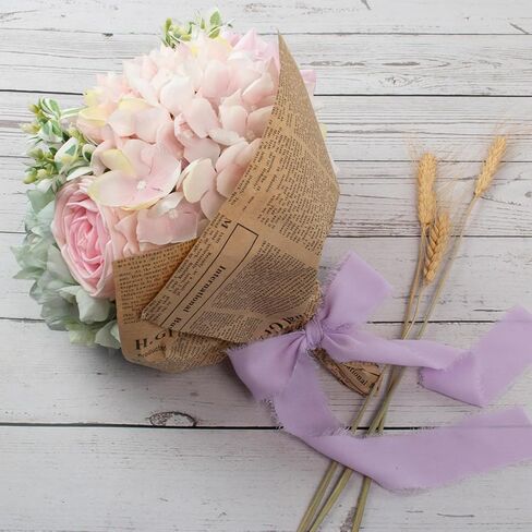 Peach Fringe Chiffon Silk Ribbon 1-1/2 Inch x 40Yd Peachpuff Ribbons Set Handmade Frayed Fabric Ribbon Boho Cloth Ribbon for Wedding Invitation Bridal Bouquet Gift Wrapping DIY Crafts in Kuwait