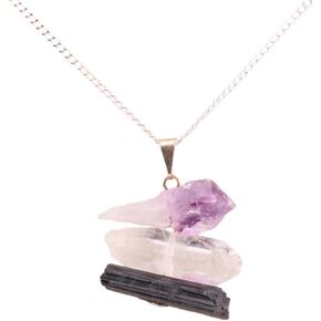 STONEAGE Natural Stone Healing Pendants for Women, Men - Spiritual Raw Crystal Necklaces - Amethyst, Citrine, Quartz, Rose Quartz, Black Tourmaline, Kyanite, Selenite Stones