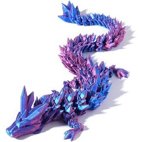 PETBSNVB 12" 3D Printed Dragon, Articulated Dragon, Crystal Dragon, Dragon Fidget Toy, Home Office Decor Executive Desk Toy