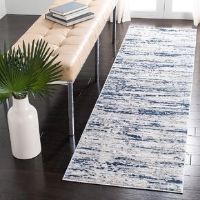 SAFAVIEH Amelia Collection Runner Rug - 2'2" x 6', Grey & Navy, Modern Abstract Design, Non-Shedding & Easy Care, Ideal for High Traffic Areas in Living Room, Bedroom (ALA768B)