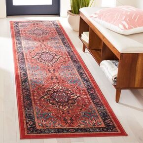 SAFAVIEH Riviera Collection Runner Rug - 2'2" x 9', Red & Blue, Medallion Design, Non-Shedding Machine Washable & Slip Resistant Ideal for High Traffic Areas in Living Room, Bedroom (RIV138Q)