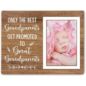 Grandparents Picture Frames, Only The Best Grandparents Get Promoted Gift for Grandparents - Great Grandparents Wooden Picture Frame Gift for Great Grandpa, 4 x 6Inch12P063