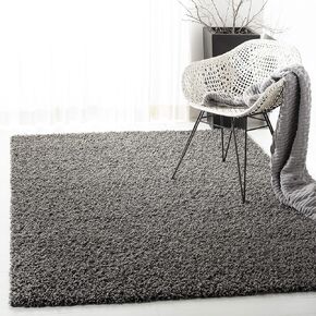 SAFAVIEH Athens Shag Collection Area Rug - 9' x 12', Dark Grey, Non-Shedding & Easy Care, 1.5-inch Thick Ideal for High Traffic Areas in Living Room, Bedroom (SGA119C)