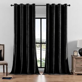 SMILETIME Forest Green Chenille Velvet Curtains 96"L Thermal Insulated Soundproof & Soft Durable Light-Filtering Drapes for Living Room Bedroom Office Window Treatments, 52"W X 96"L, 2 Panels