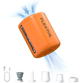 FLEXTAILGEAR Portable Air Pump with Camping Lantern Tiny Pump 2X 4kPa Air Pump for Inflatables Rechargeable Air Mattress Pump with Magnetic Design for Sleeping Pads, Pool Floats, Swimming Rings