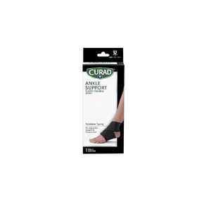 CURAD Figure-8 Elastic Ankle Wrap, Black, Universal Size, 7.5" to 11", Black, Not Made from Natural Rubber Latex