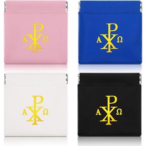 4 Pcs Rosary Pouch Catholic with Gold Cross Rosary Case PU Leather Rosary Pouches with Magnetic Top Rosary Holder Bag for Men and Women, 4 Colors
