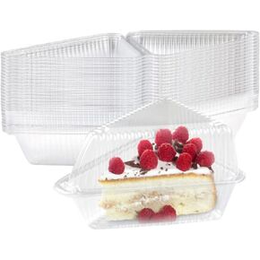 50 Pcs Cake Slice Containers with Lid, Clear Plastic Individual Carrier Transparent Disposable Triangle Boxes for Cheesecake, Flan, Cupcake, Dessert Pie Slice - Take Out, Mini Desechables