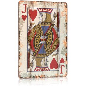 Vintage Poker Metal Sign Jack of clubs Tin Sign Playing Card Wall Sign Man Cave Home Wall Decor 12 x 8 Inch