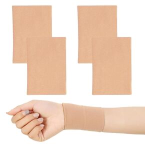 2 Pairs Wrist Wraps Men & Women Beige Sport Compression Wrist Brace Wrist Sleeve Elastic Wrist Widget Bands Supports Carpal Tunnel Tattoo Cover Up(Medium)