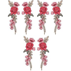 EXCEART 6pcs Denim Jacket Macrame Decor Colored Jeans Sewing Patches Rose Lace Flower Applique Iron on Patches for Jeans Clothes Decoration Embroidery Badge Clothing Red Rose Lace Backpack