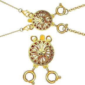 مشابك قلادة بطبقات من الذهب عيار 14 قيراط من MUNAN، ومحول قفل قفل المجوهرات وموسع سلسلة لقلائد وأساور متعددة خالية من التشابك in Kuwait