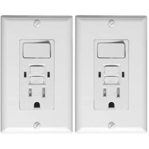 SHADID 15 Amp 125 Volt Tamper-Resistant GFCI Combo Outlet, GFCI Combination Switch and Receptacle, White, 15249-WH