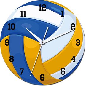 12 Inch Sports Themed Wall Clock with Volleyball Dial,Silent Clock Movement and Battery Operated,Great Decor for Home,Office,Bedroom and Nice Volleyball Enthusiasts Gifts