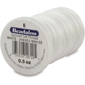 Beadalon White Silk Thread Size E .013 Inches