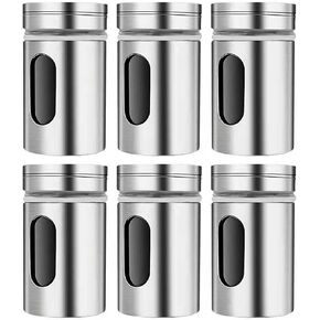 Set of 3Pcs Powder Sugar Shaker with Lid,Stainless steel transparent glass seasoning tank, for Sifter Cocoa,Cinnamon Powder,Icing Sugar,Chocolate Coffee (3)